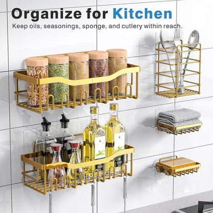 EUDELE Rustproof Stainless Steel Shower Caddy - No Drill Adhesive Organizer with Large Capacity | XL Size for Bathroom & Kitchen