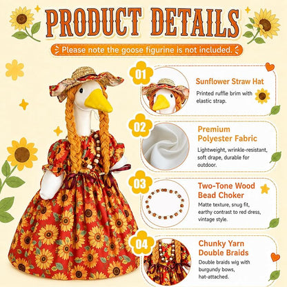 Fall Porch Goose Outfit for 23" Statues - Sunflower Girl Variation