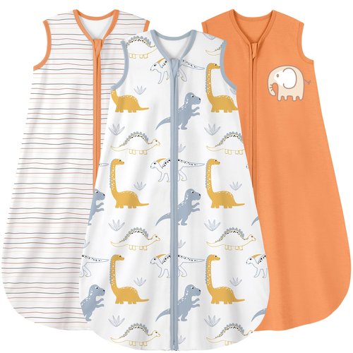 Yoofoss Baby Sleep Sack 6-12 Months Wearable Blanket for Babies 100% Organic Cotton 2-Way Zipper TOG 0.5 Toddler Sleeping Sack 3 Pack, Comfy Lightweight Sleep Sacks