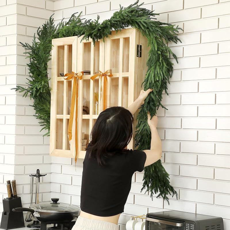 9 ft Deluxe Norfolk Pine Garland - Realistic Artificial Christmas Greenery, Variation 1+9 feet