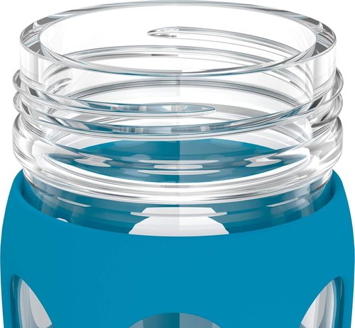 Lifefactory 16-Ounce Glass Water Bottle - Active Flip Cap & Silicone Sleeve | Teal Lake