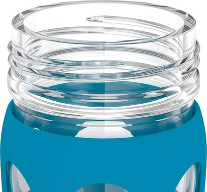 Lifefactory 16-Ounce Glass Water Bottle - Active Flip Cap & Silicone Sleeve | Teal Lake