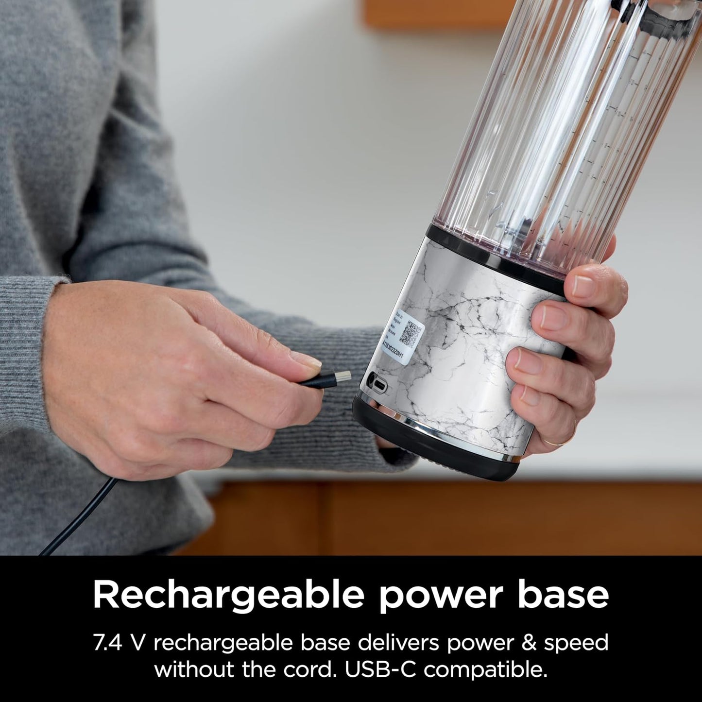 Ninja Blast Portable Blender - Cordless 18oz Personal Blender for Shakes & Smoothies | BPA-Free, USB-C Rechargeable, Marble White