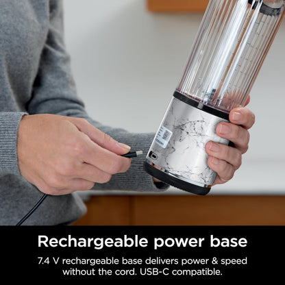 Ninja Blast Portable Blender - Cordless 18oz Personal Blender for Shakes & Smoothies | BPA-Free, USB-C Rechargeable, Marble White