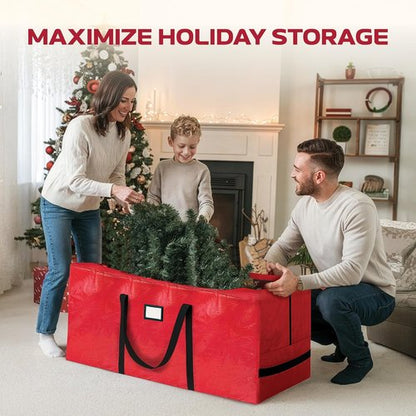 Large Christmas Tree Storage Bag | 9 Ft Heavy-Duty Waterproof Bag with Reinforced Handles & Full-Length Zipper