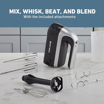 West Bend Hand Mixer Plus - 6-Speed Immersion Blender Attachment with Ergonomic Handle | 250-Watts, Black