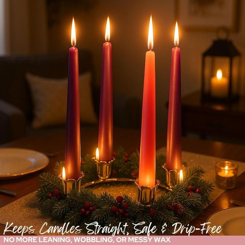 Biedermann & Sons Foam Taper Candle Snuggers - 8 Flexible White Inserts for Secure Taper Holders