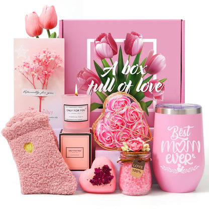 Mother's Day Gifts Basket for Women, Mothers Day Gifts for Mom from Son Daughter, Gifts for Mom, Wife, Girlfriend, Sister, Her, Birthday Gifts for Women, Spa Basket Set for Mother
