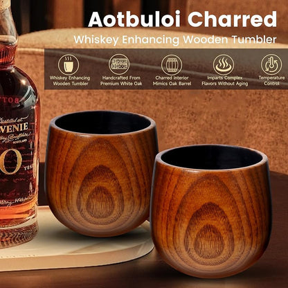 Charred Oak Whiskey Glasses 2-Pack – 10 oz Tumbler Set for Old Fashioned & Bourbon
