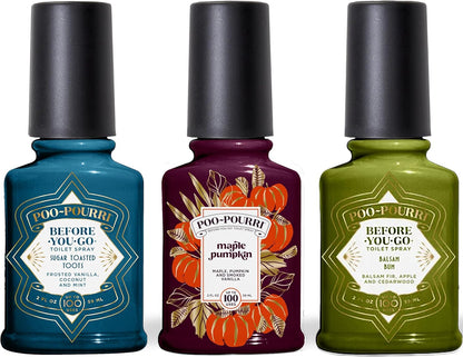 Poo-Pourri Toilet Spray Variety Pack - Spring Scents in 2 Oz | Maple Pumpkin & Balsam