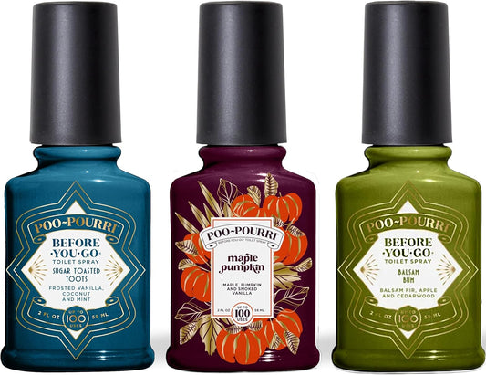 Poo-Pourri Toilet Spray Variety Pack - Spring Scents in 2 Oz | Maple Pumpkin & Balsam