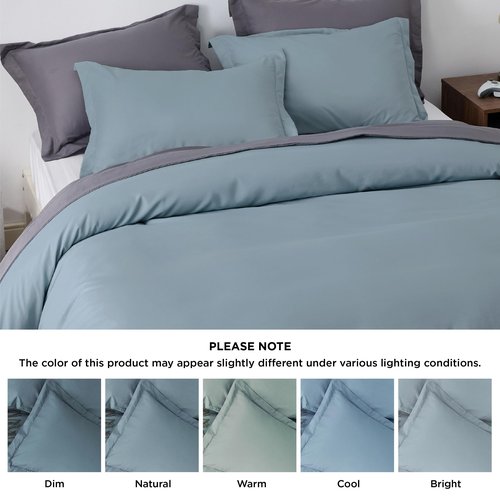 Bedsure Duvet Cover Full Size - Soft Double Brushed Bedding Set for Kids & Adults, Zipper Closure, 3 Pieces, Includes 1 Duvet Cover (80"x90") & 2 Pillow Shams, NO Comforter, Mineral Blue