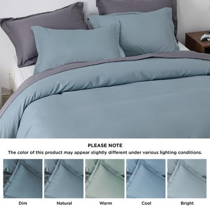 Bedsure Duvet Cover Full Size - Soft Double Brushed Bedding Set for Kids & Adults, Zipper Closure, 3 Pieces, Includes 1 Duvet Cover (80"x90") & 2 Pillow Shams, NO Comforter, Mineral Blue