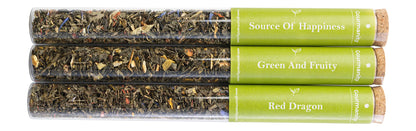 Gourmanity Japanese Loose Tea Sampler, 3 Flavors of Green Herbal Tea Mix with Floral & Fruity Notes, Great Gift for any Tea Enthusiast, Product of Austria, 0.88oz