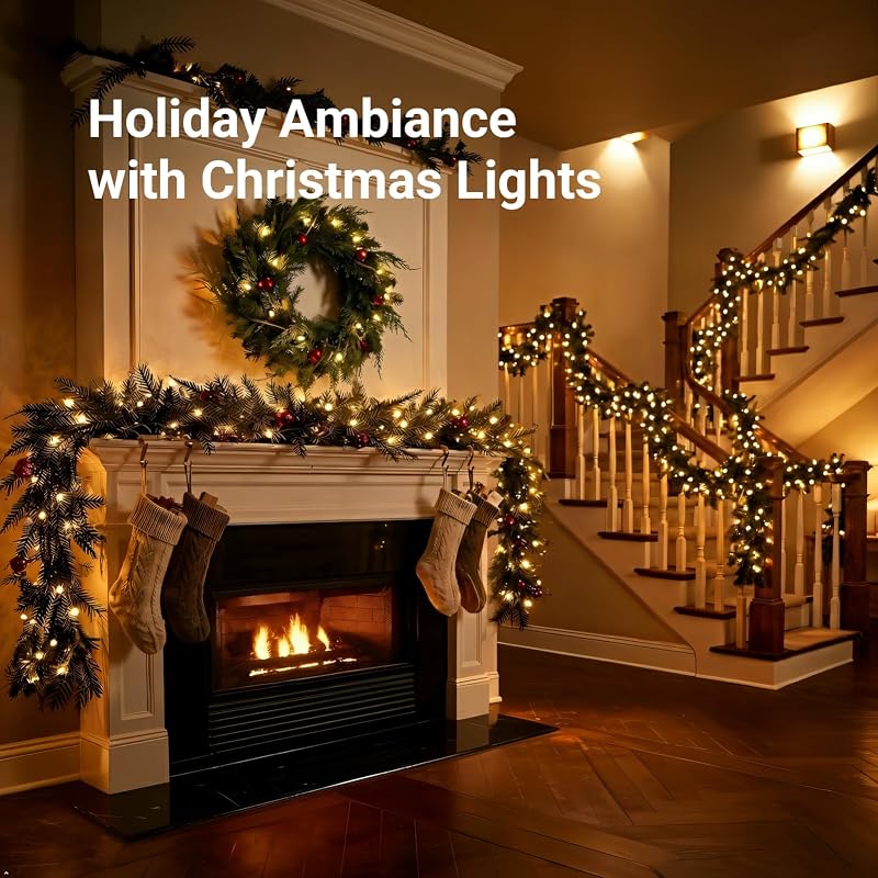 TIGOMOOV Clear White Christmas Lights, 50-Ct 13ft Incandescent String Lights, Plug-In, End-to-End Connectable, White Wire - Variation: Clear White-White Wire+50 Count-1PC