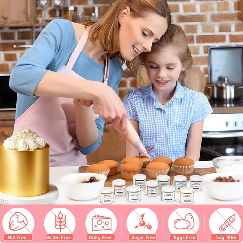 Cherrysea Luster Dust Edible Set - Food Grade Shimmer Powder for Cakes & Cocktails | 4g Bottles - Gold & Rose Gold