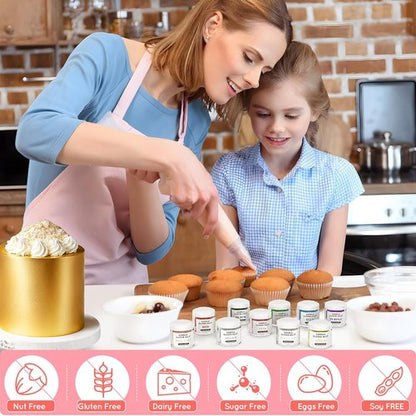 Cherrysea Luster Dust Edible Set - Food Grade Shimmer Powder for Cakes & Cocktails | 4g Bottles - Gold & Rose Gold