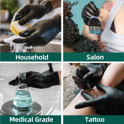 Supmedic Vinyl Disposable Exam Gloves, Black 4 Mil Powder-Free Latex-Free Medical Food-Safe Cooking Cleaning Glove, 100 Pcs (Large)
