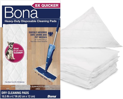 Bona Multi-Surface Floor Cleaning Pads - Heavy-Duty Microfiber Refills | 18 Disposable Pads for Easy Cleaning
