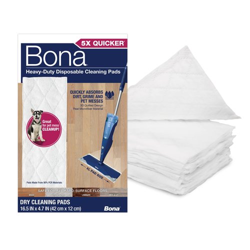 Bona Multi-Surface Floor Cleaning Pads - 18 Refills - Heavy-Duty, Disposable, Microfiber Pads for Easy Floor Cleaning