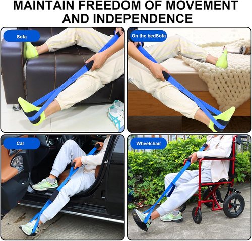 39 Inch Long Leg Lifter with Padded Hand Grips and Feet Loop, Rigid Leg Lifter Strap After Hip Replacement Leg Lifters Getting Legs in and Out of Bed,Car,Wheelchair 1PCS