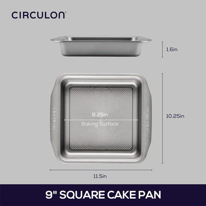 Circulon Nonstick Bakeware Square Cake Pan - 9 Inch, Durable Gray Design for Easy Baking