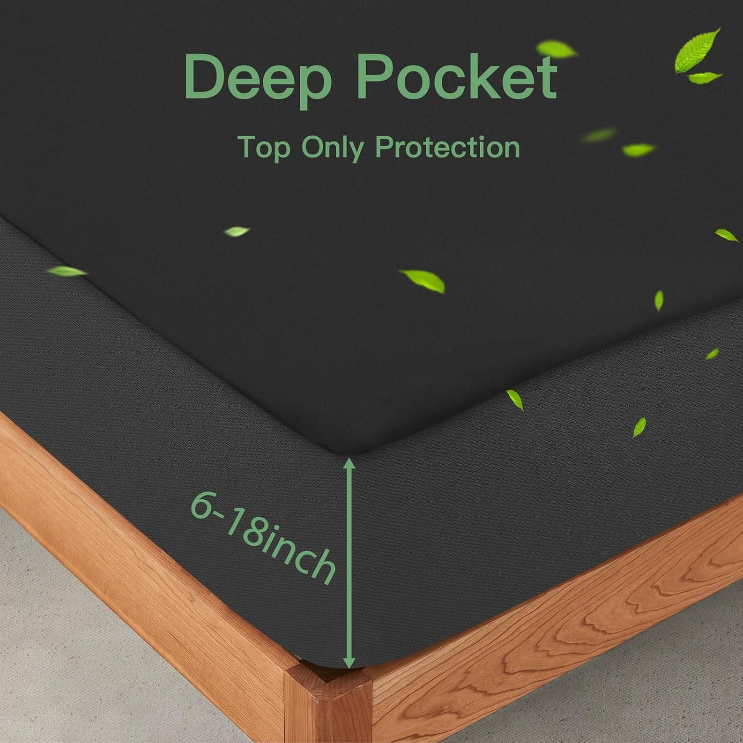 Sufdari Waterproof Mattress Protector - Noiseless Queen Size Cover with 18" Deep Pocket | Bed Bug Proof & Machine Washable Black
