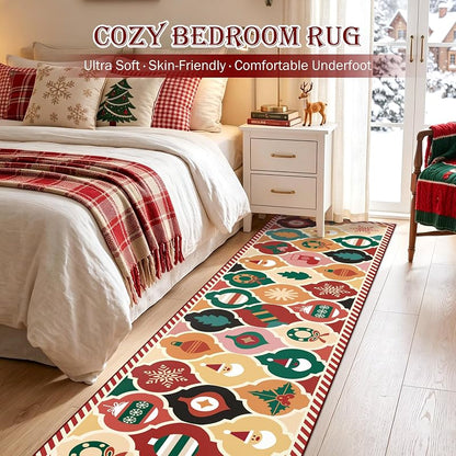 nesrt 2x8 Ft Christmas Runner Rug — Moroccan Trellis Non-Slip Washable