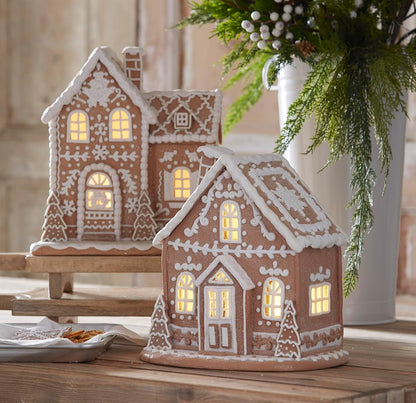 One Holiday Way 12-Inch Lighted Gingerbread House - Elegant Christmas Village Tabletop Decoration with Timer