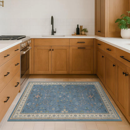 Skiennix Washable Blue Area Rug - 3x5 Non-Slip Throw Rug for Entryway, Kitchen, Bedroom, Mudroom