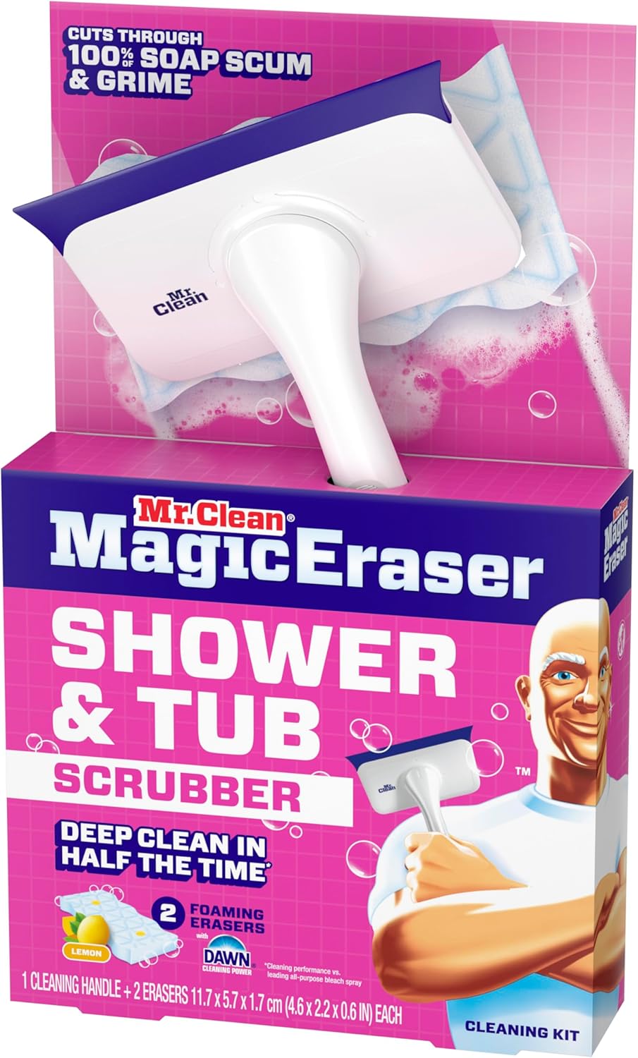 Mr. Clean Magic Eraser Bathroom Cleaner - All-in-One Shower & Tub Scrubber Kit | 2 Scrubbers & 5 Foaming Erasers