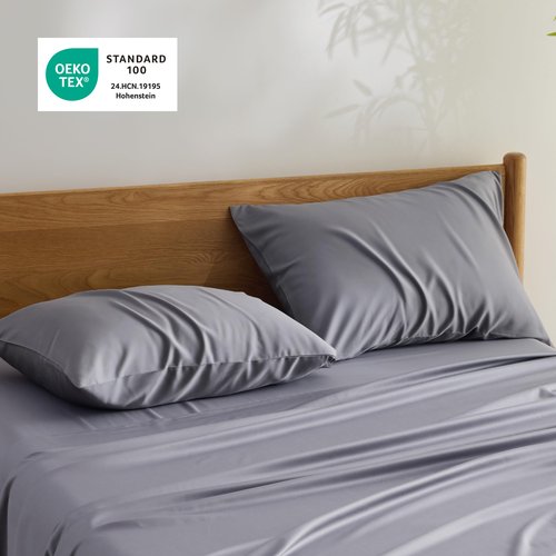 Bedsure Zipper Pillow Cases Standard Size, Cooling Pillow Cases Set of 2, Rayon Derived from Bamboo Cooling Pillowcase for Hot Sleepers, Soft & PureWoven Pillow Covers, Gift, Dark Grey, 20x26 Inches