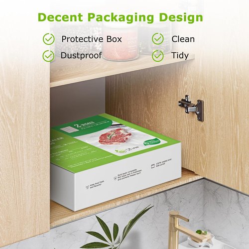 Bonsenkitchen Vacuum Sealer Bags - Durable 8" x 50 ft Rolls | BPA-Free Heavy Duty Food Storage & Sous Vide