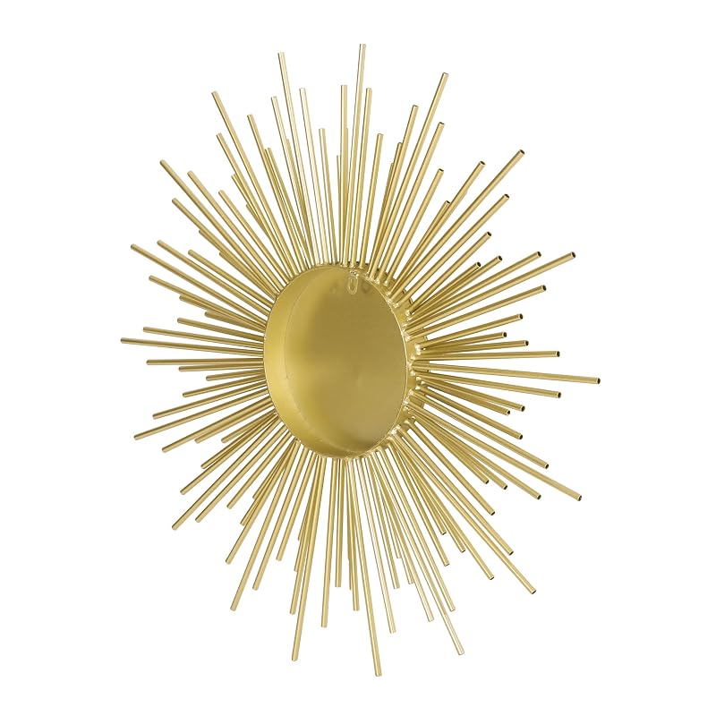 Sunburst Wall Mirror - Gold Iron Frame, 32.25"