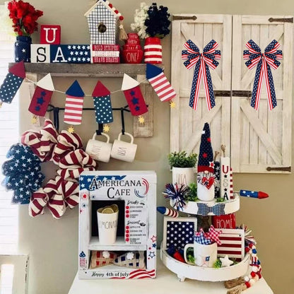 Meseey Extra Large Patriotic Bows - Waterproof American Flag Stars & Stripes Decor | 4th of July Party Bunting (Red, White, Blue)