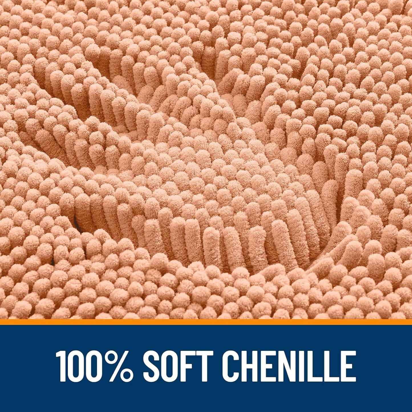 OLANLY Small Bathroom Rugs - Extra Soft Chenille Bath Mats | Quick-Dry, Machine Washable, 24x16, Peach