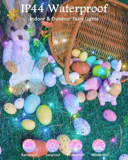Skiennix 60LED Easter Fairy Lights - 20FT Waterproof Twinkle String Lights | Battery Operated with Timer for Indoor/Outdoor Spring Decor