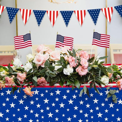 Gatherfun Disposable Plastic Tablecloth - Waterproof American Flag Design for Patriotic Events | 3PCS, 54 x 108 Inch