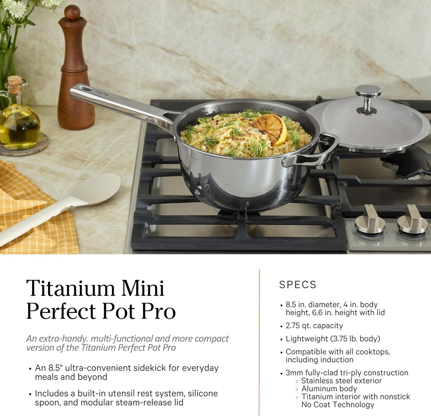 Our Place Titanium Pro Cookware Set - 10-Piece Non-Toxic Pots and Pans | Induction & Oven-Safe Up to 1000°F | Chrome Finish