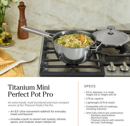 Our Place Titanium Pro Cookware Set - 10-Piece Non-Toxic Pots and Pans | Induction & Oven-Safe Up to 1000°F | Chrome Finish