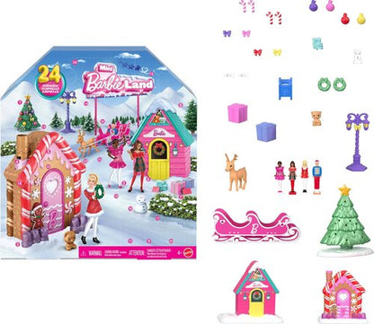 Barbie Mini Land Advent Calendar - 1.5-Inch Dolls & 24 Surprises for Winter Village Playtime Fun