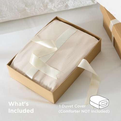 Bedsure Oat Milk Duvet Cover - Extra Soft King Size Bedding, Prewashed Cotton-Like Polyester, 104x90 Inches