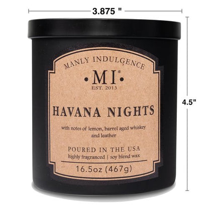Manly Indulgence Havana Nights Scented Candles for Men, 2 Wick, 16.5 oz, Premium Soy Blend Wax, 60H Burn, Candles for Home Scented - Made in The USA
