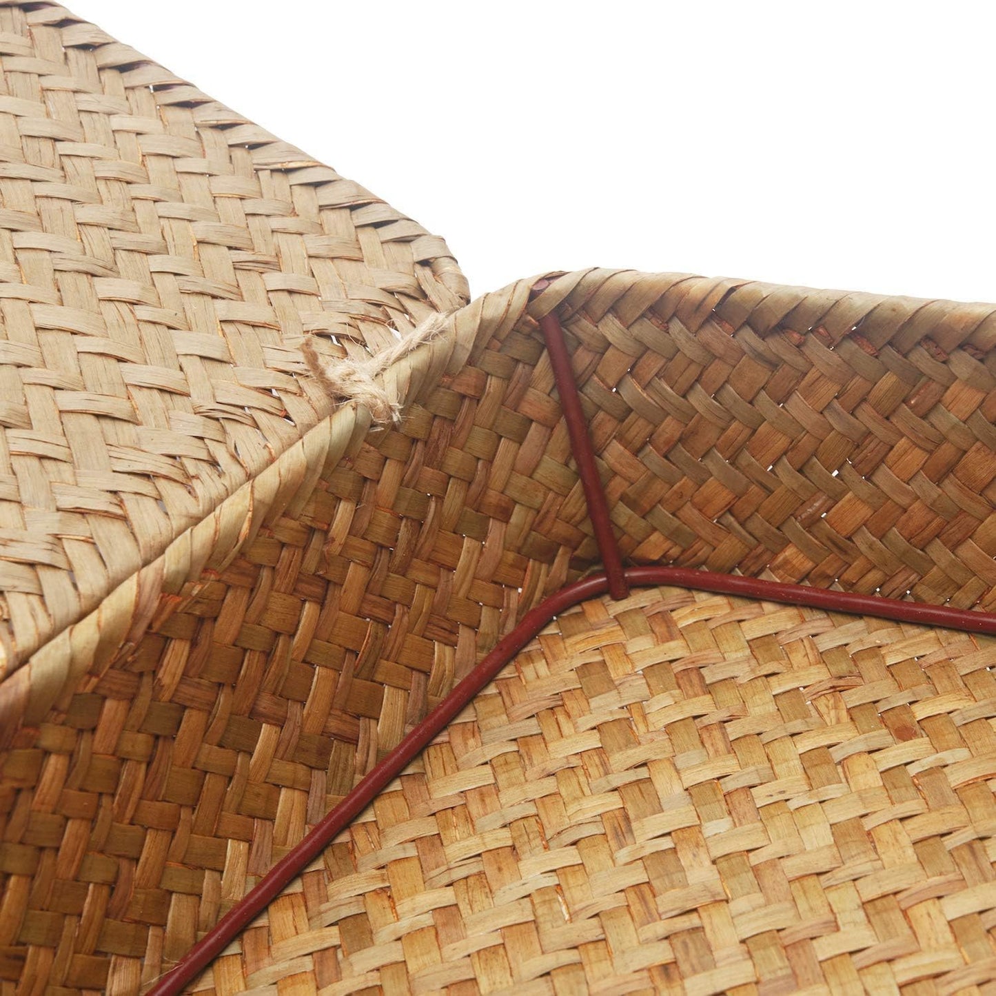 Seagrass Storage Baskets - Decorative Wicker Baskets with Lid for Organized Shelving | Shallow Design