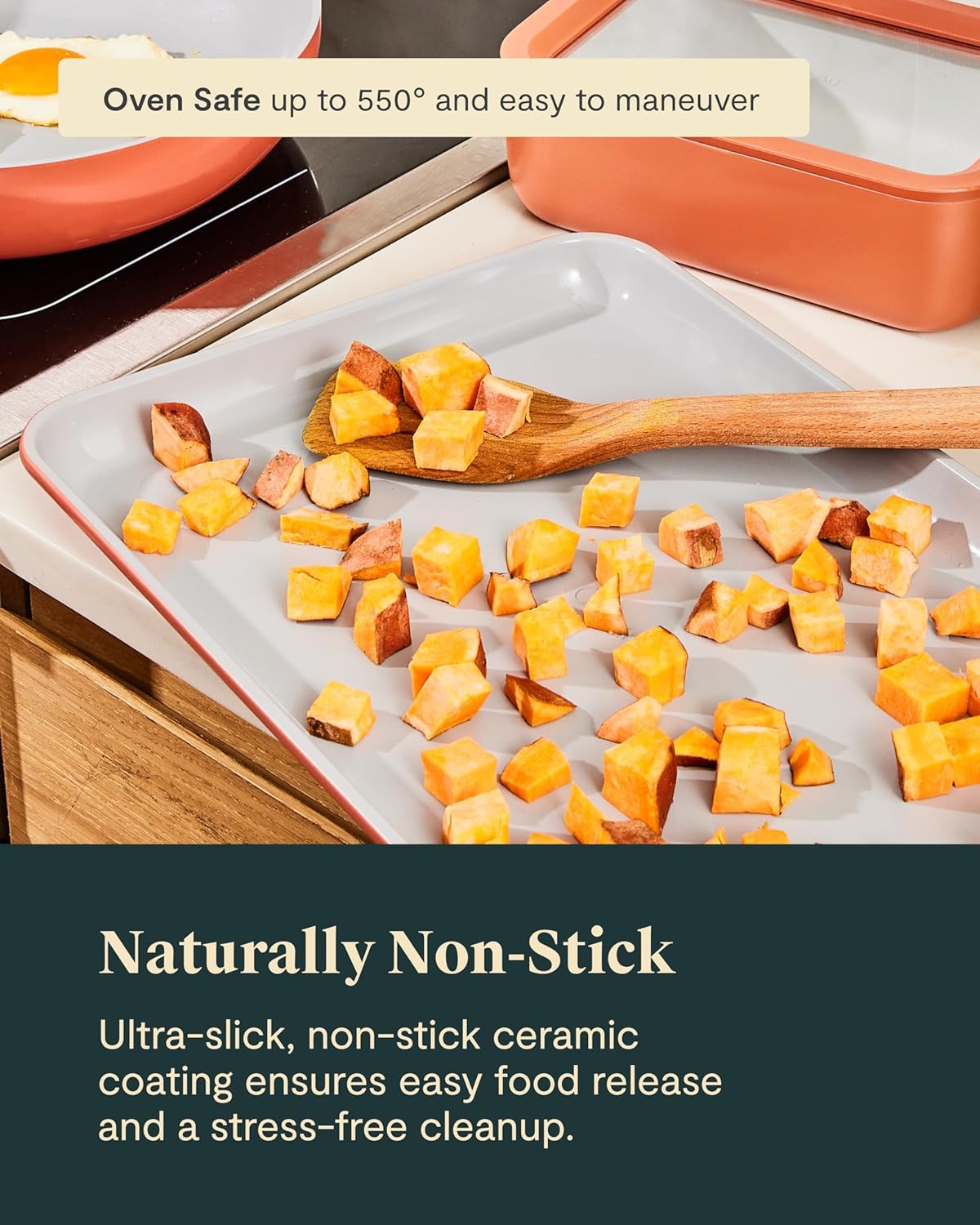 Caraway Non-Stick Ceramic Baking Sheet - Non-Toxic, PTFE & PFOA Free - Ideal for Baking & Roasting - Medium (15" x 10") - Slate