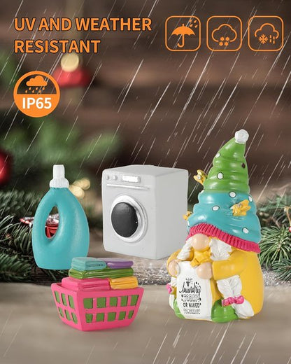 iStatue 4-Pack Resin Laundry Gnomes Figurines - Cute Spring Home Decor | Mini Gifts for Laundry Room