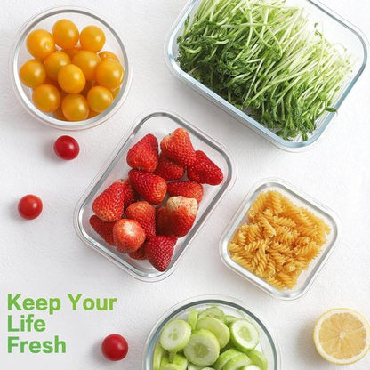 HOMBERKING Glass Meal Prep Containers - 18-Piece Airtight Food Storage Set, BPA-Free & Leak Proof