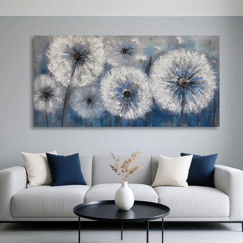 Large Dandelion Canvas Wall Art - Modern Floral Decor for Living Room & Bedroom