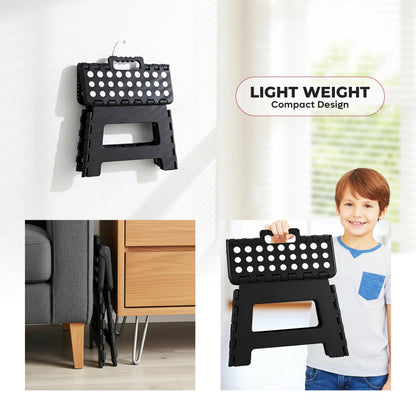 Utopia Home Folding Step Stool with Handle – 9 Inch Anti Slip Collapsible Stool – Holds Up to 300 lbs – Sturdy Plastic Step Stool Foldable for Kitchen, Bathroom and Home Use (1-Pack, Black)