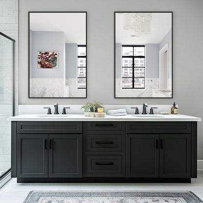 TRAHOME Bathroom Vanity Mirror - 36" x 24" Metal Framed Rectangular Design | HD Shatterproof Glass, Black